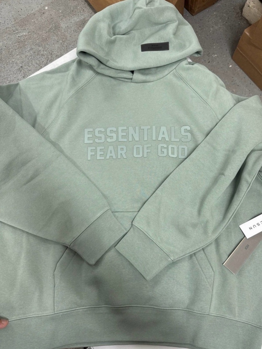 Fear of God ESSENTIALS Sage Green Pullover Hoodie